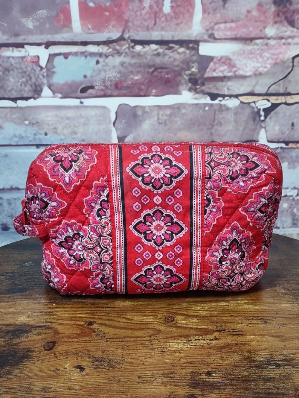 Vera Bradley Frankly Scarlett Quilted Travel Cosmetic Bag
